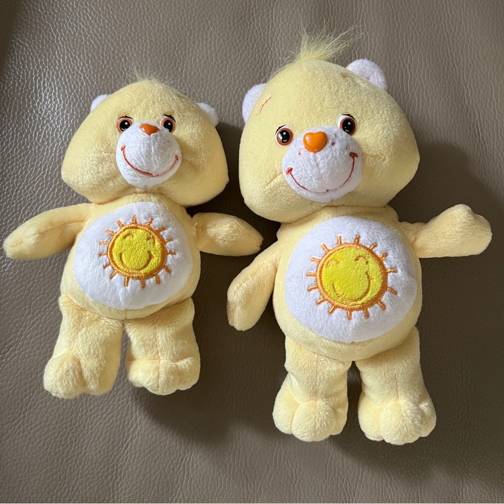 2 FUNSHINE CARE BEARS Vtg 2004/9” & 2002/7” yellow sunshine stuffed plush animal - Picture 15 of 16